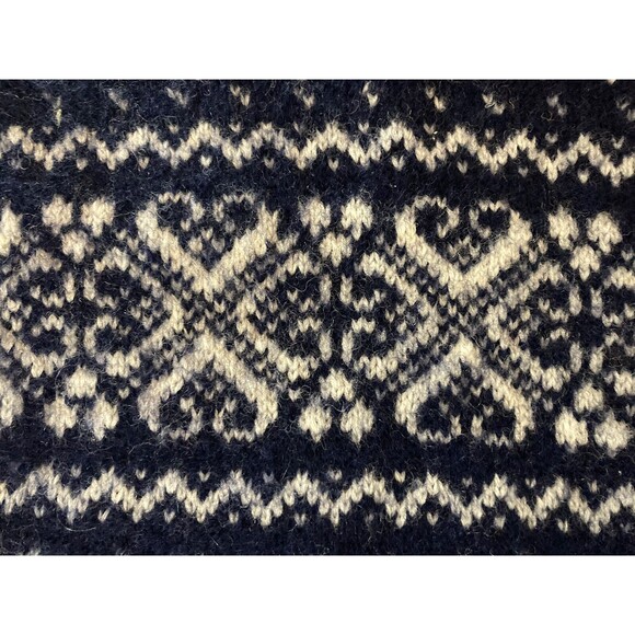 Vintage Woolrich 100% Wool Blue Deer Hearts Birds Tooth Fair Isle Sweater Large - Picture 7 of 12